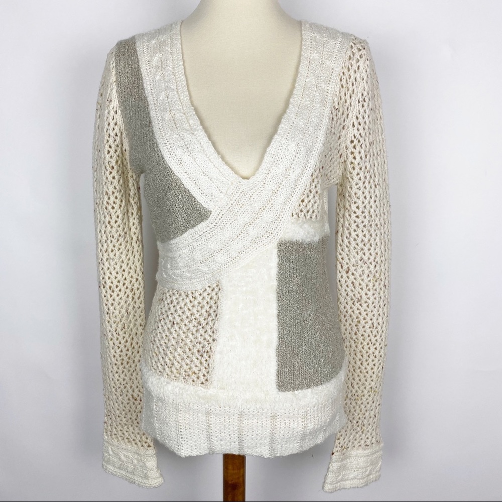 BKE Mixed Stitch Knit Scoopneck Pullover Sweater -